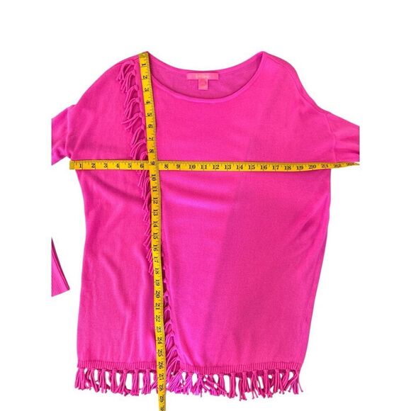 Lilly Pulitzer Women's Fringe Wrap Emberly Pullover Sweater Mandevilla Pink XS - Picture 6 of 6